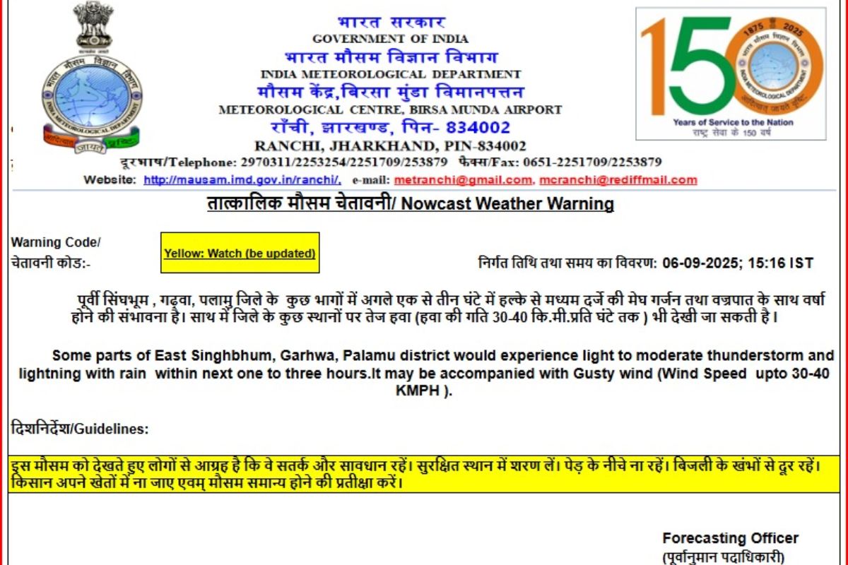 Weather Alert For Chatra Jharkhand News