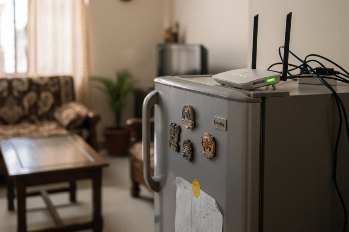 WiFi Router On Fridge