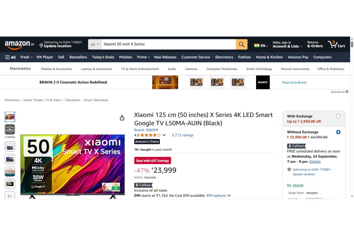 Xiaomi 50 Inch Smart Tv Price On Amazon