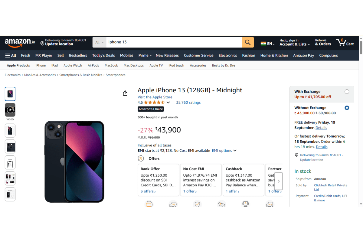 Iphone 13 Amazon Price Details
