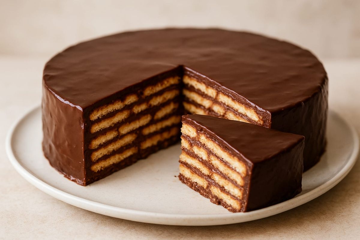 No Bake Biscuit Cake