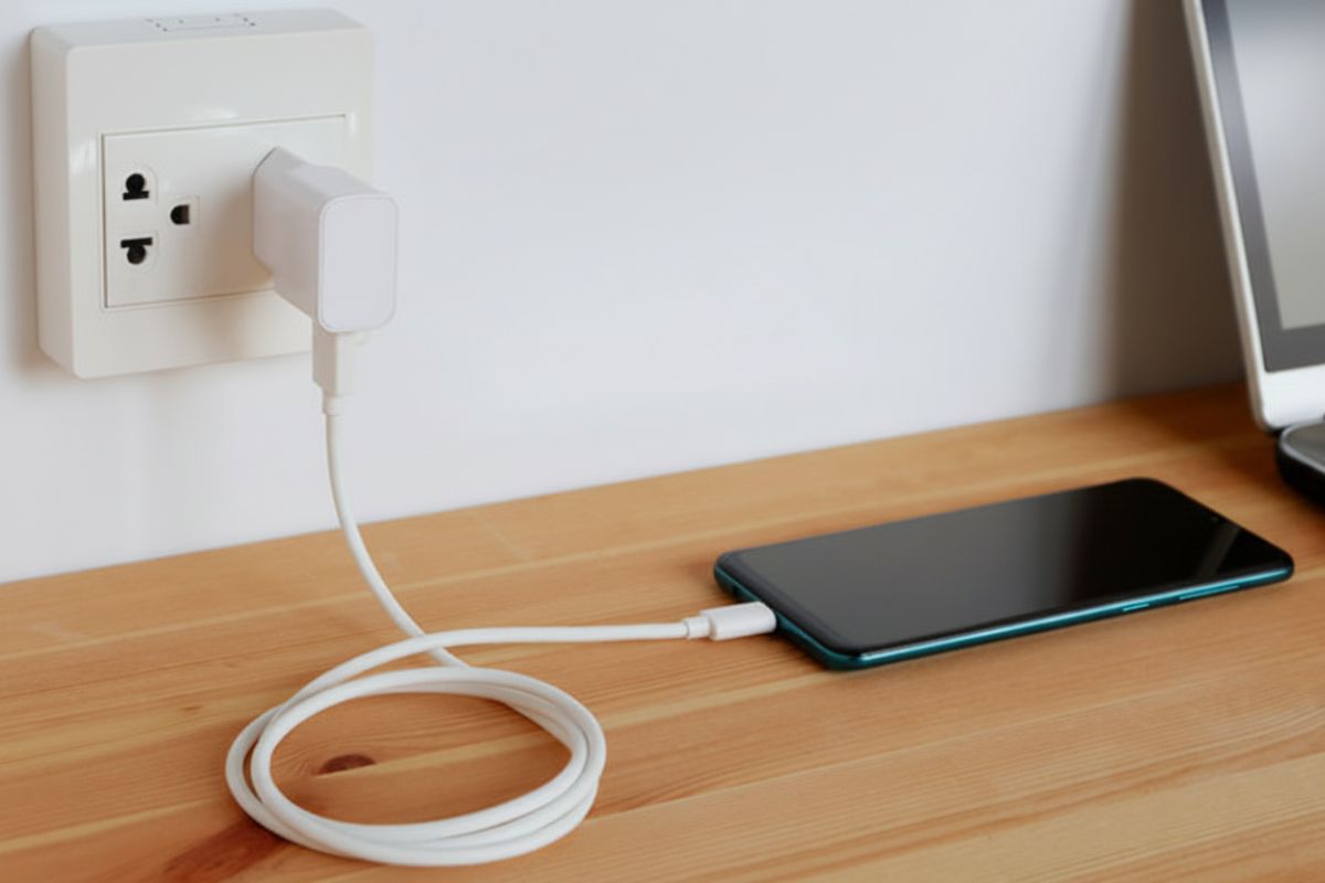 white smartphone chargers