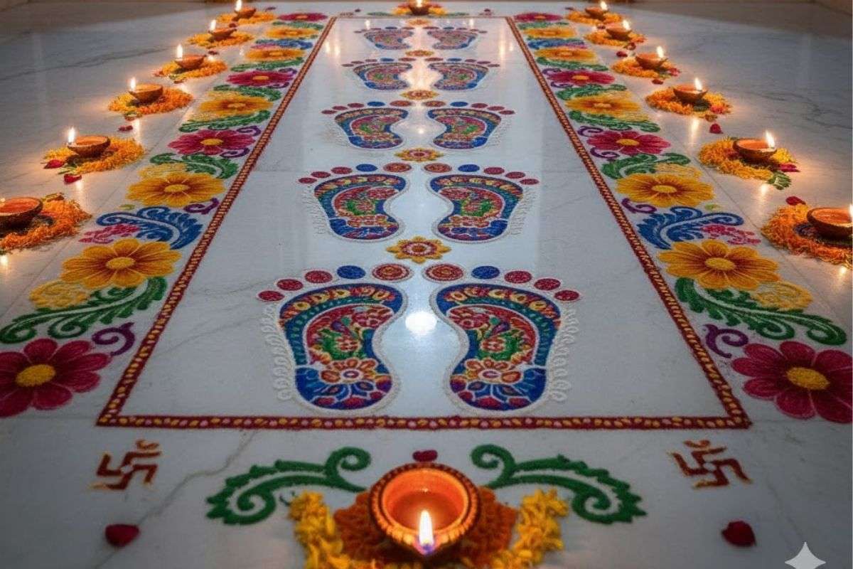 इस दिवाली सिर्फ दीयों से नहीं, Ai के रंगों से सजाइए, ट्राई करें ये ट्रेंडिंग रंगोली आइडियाज, जो बढ़ा देंगे घर की रौनक 1 Ai Diwali Rangoli Design 1