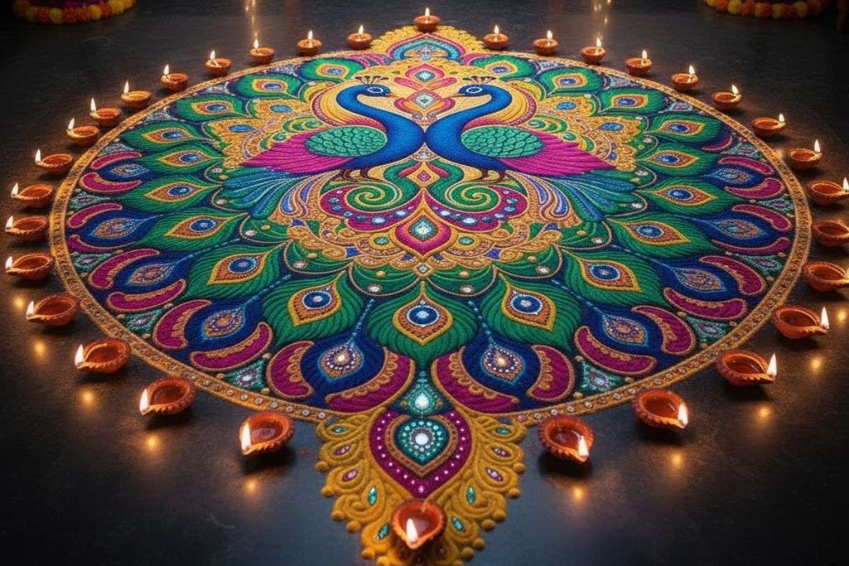इस दिवाली सिर्फ दीयों से नहीं, Ai के रंगों से सजाइए, ट्राई करें ये ट्रेंडिंग रंगोली आइडियाज, जो बढ़ा देंगे घर की रौनक 3 Ai Rangoli Design