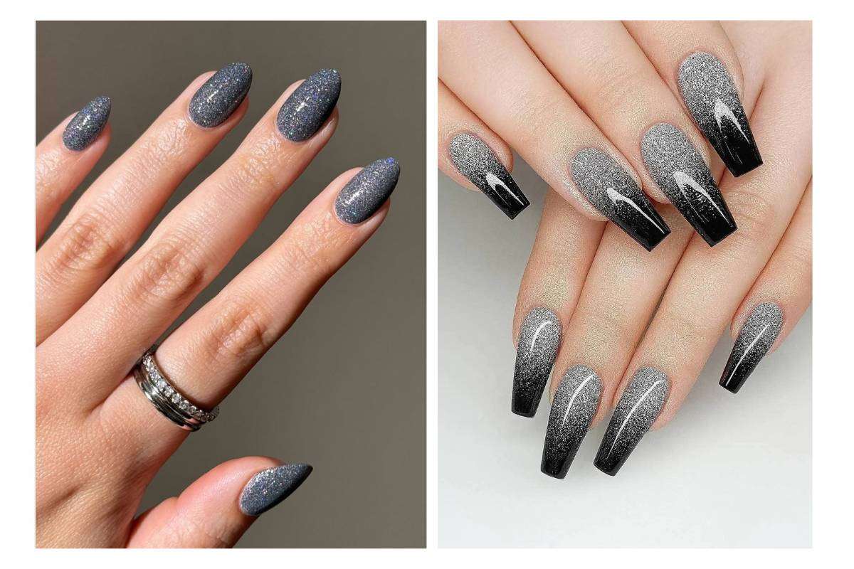 Black Glitter Nail Art Designs Min