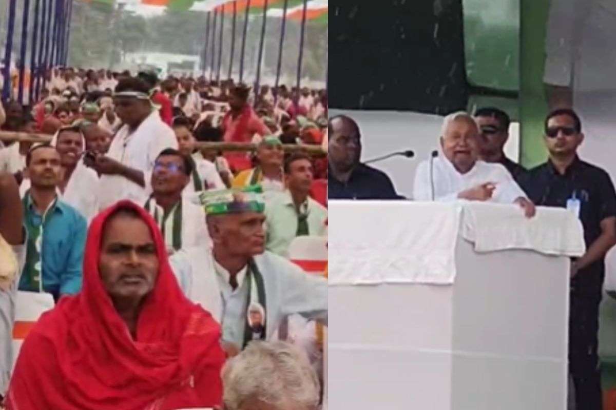 Bihar Election 2025 amid heavy rain people listen CM Nitish attack on Lalu Rabri