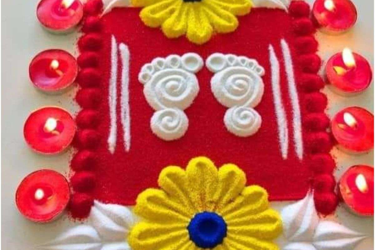 Dhanteras Rangoli Design 2025: दीपों के त्योहार पर ट्राय करें ये आसान और खूबसूरत रंगोली आइडियाज 2 Dhanteras Rangoli Design 2025 1