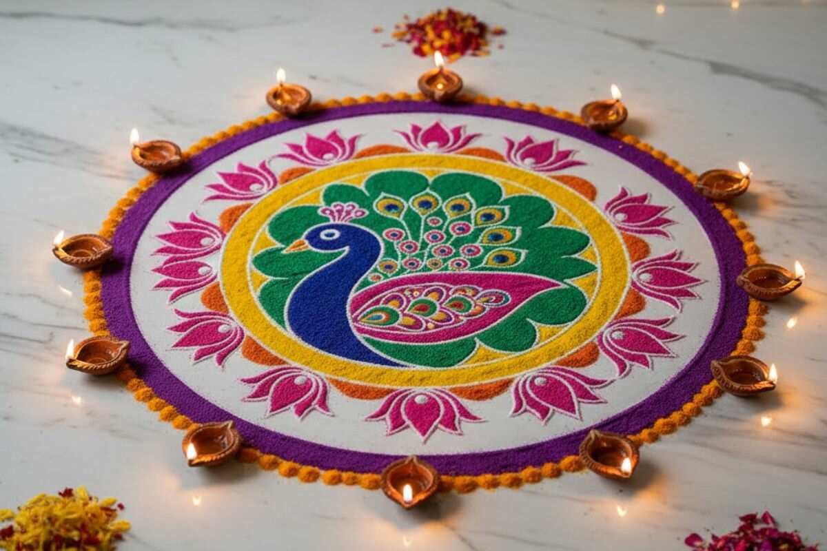 Peacock Rangoli Design