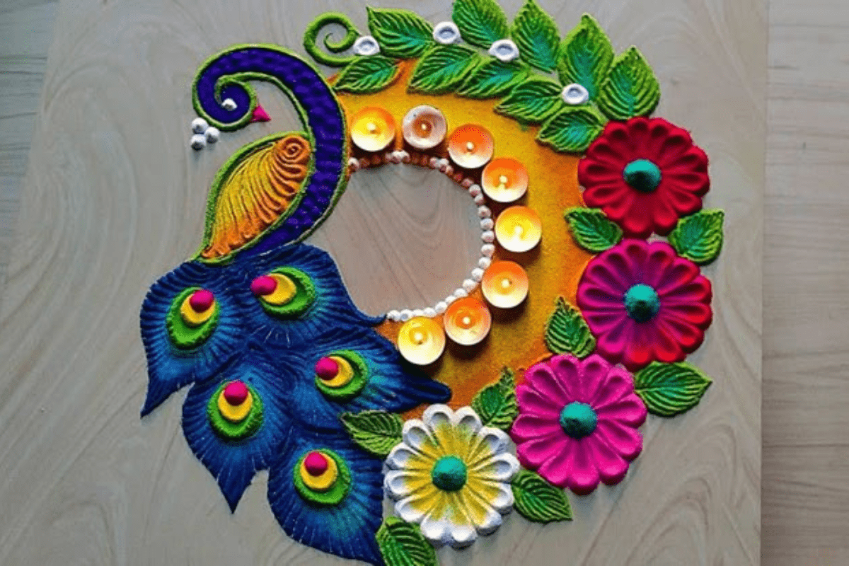 Easy Mor Rangoli Designs