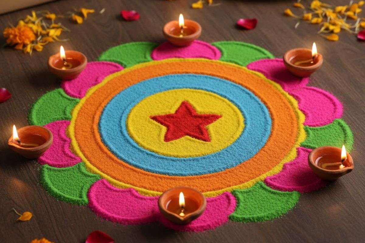 Easy Rangoli Design for Diwali