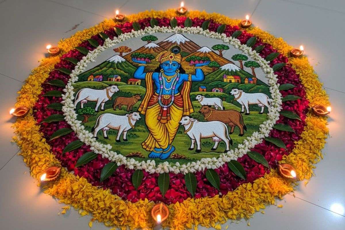 Govardhan Puja rangoli design