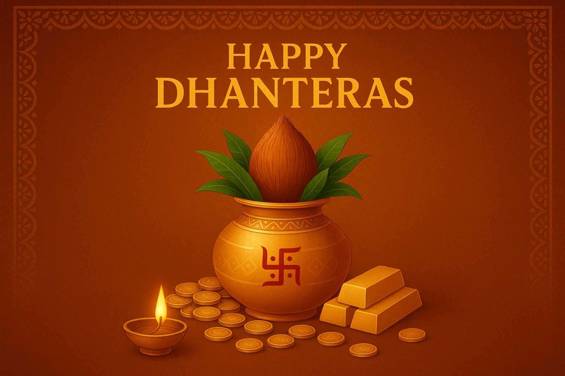 Happy Dhanteras 2025 Wishes Quotes Live: इस धनतेरस पर अपने प्रियजनों को  भेजें ये प्यार भरे शुभकामना संदेश और दिल छू लेने वाले कोट्स, image size:1800x1200