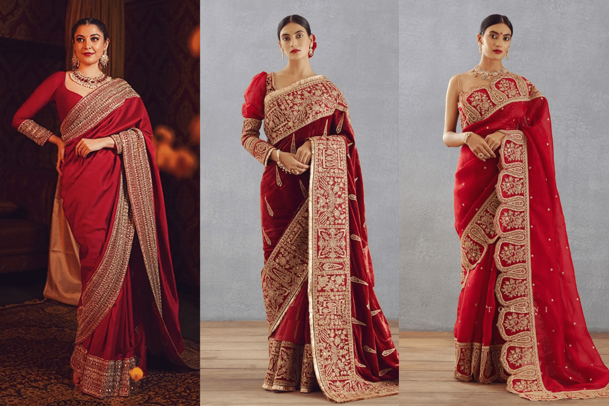 Latest Red Saree Design: करवाचौथ 2025 के लिए चुनें ये लेटेस्ट रेड डिजाइनर साड़ियां, देखें बेस्ट ऑप्शन 4 Heavy Border Red Saree