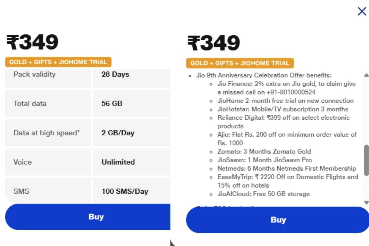 Jio 349 Rs Plan