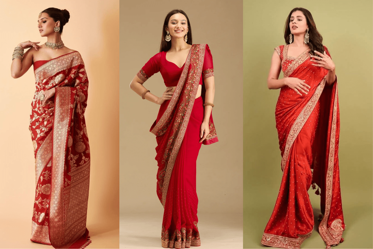Latest Red Saree Design