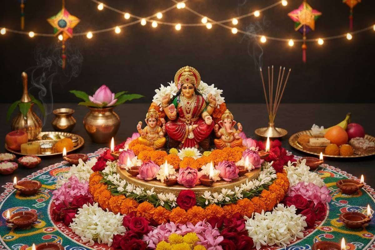 Lakshmi Ganesh Puja Flowers For Diwali Min