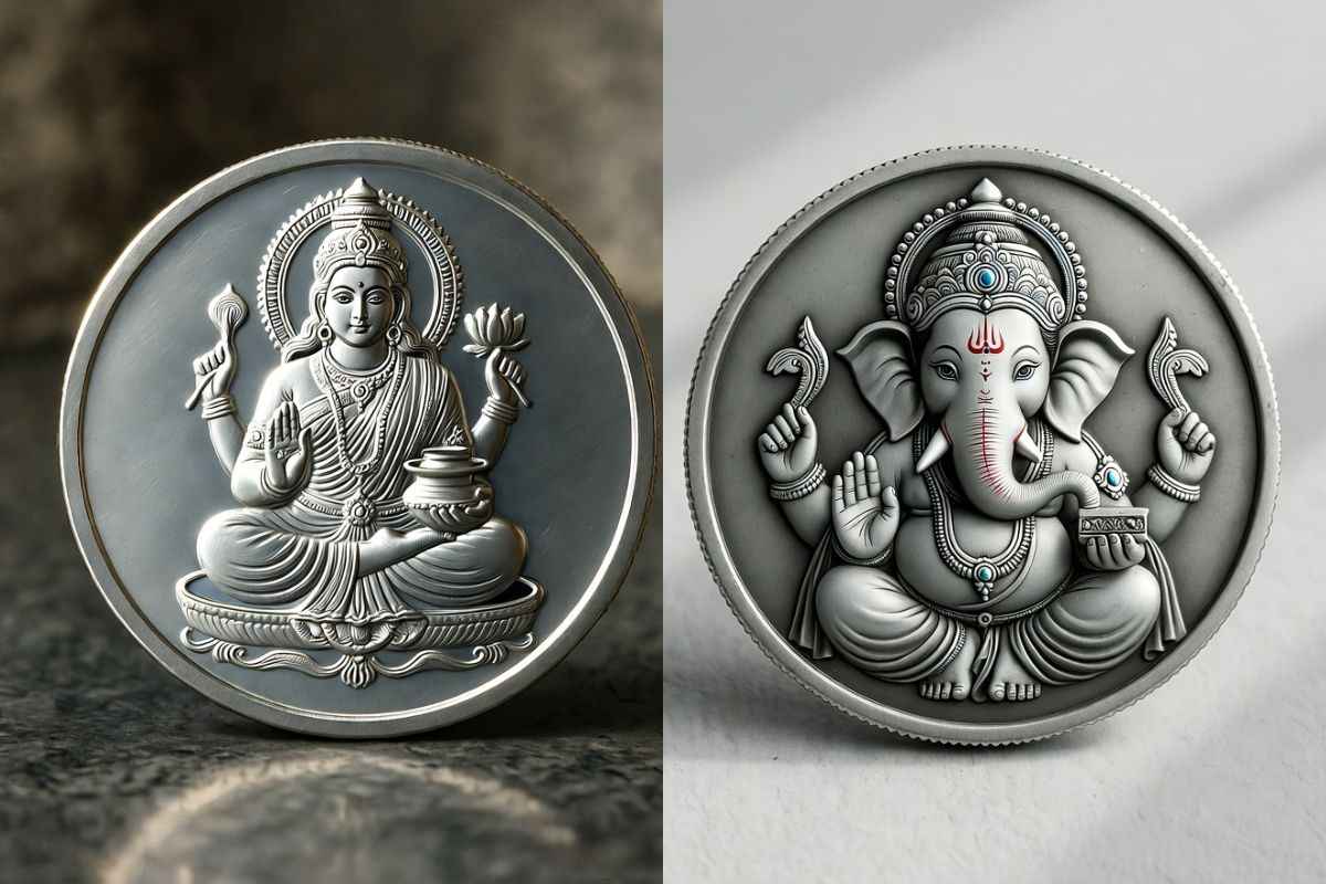 Lakshmi and Ganesha silver coin