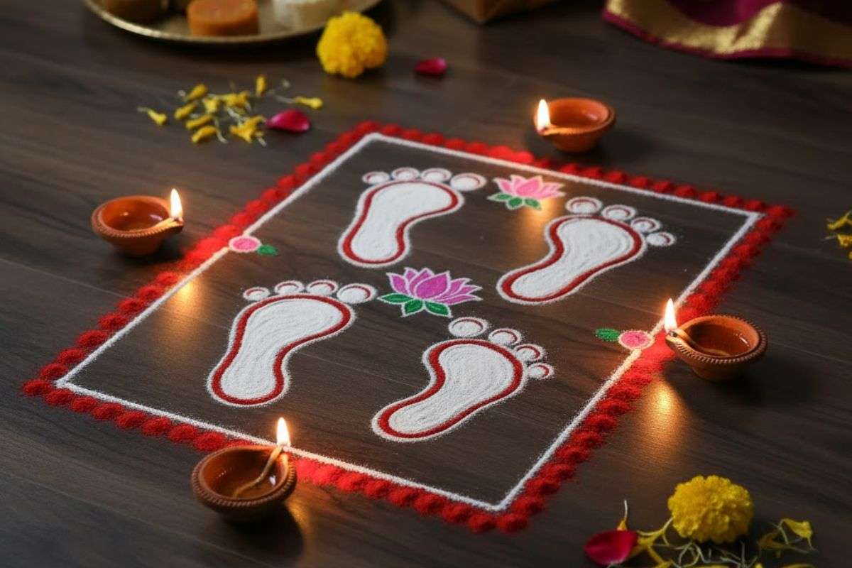 Maa Laxmi Footprints Rangoli Designs