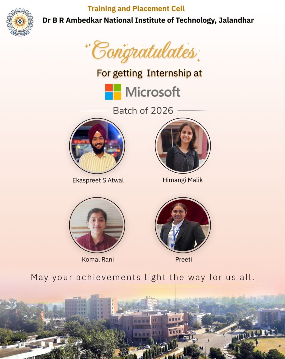 Btech स्टूडेंट को Microsoft में इंटर्नशिप, कंप्यूटर साइंस नहीं इस ब्रांच का जलवा 1 Nit Jalandhar Placement