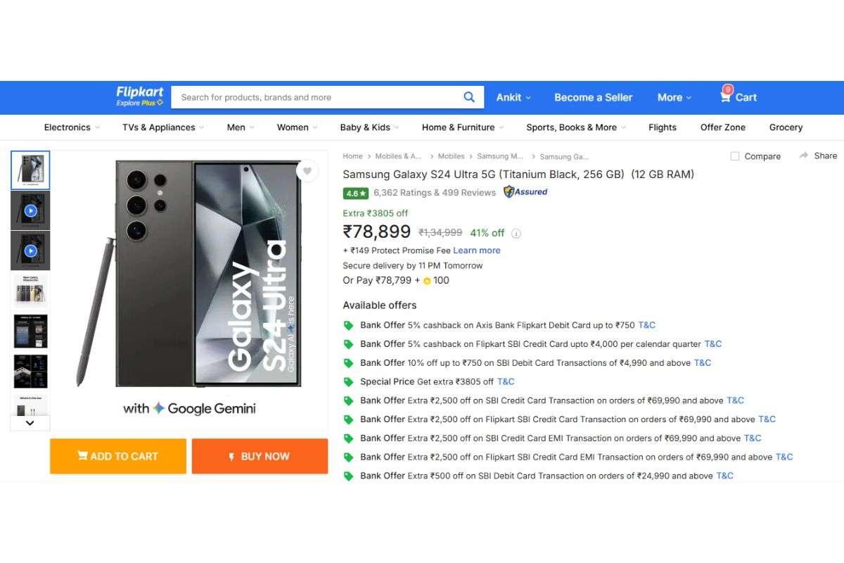 Samsung Galaxy S24 Ultra Flipkart Diwali Sale Price