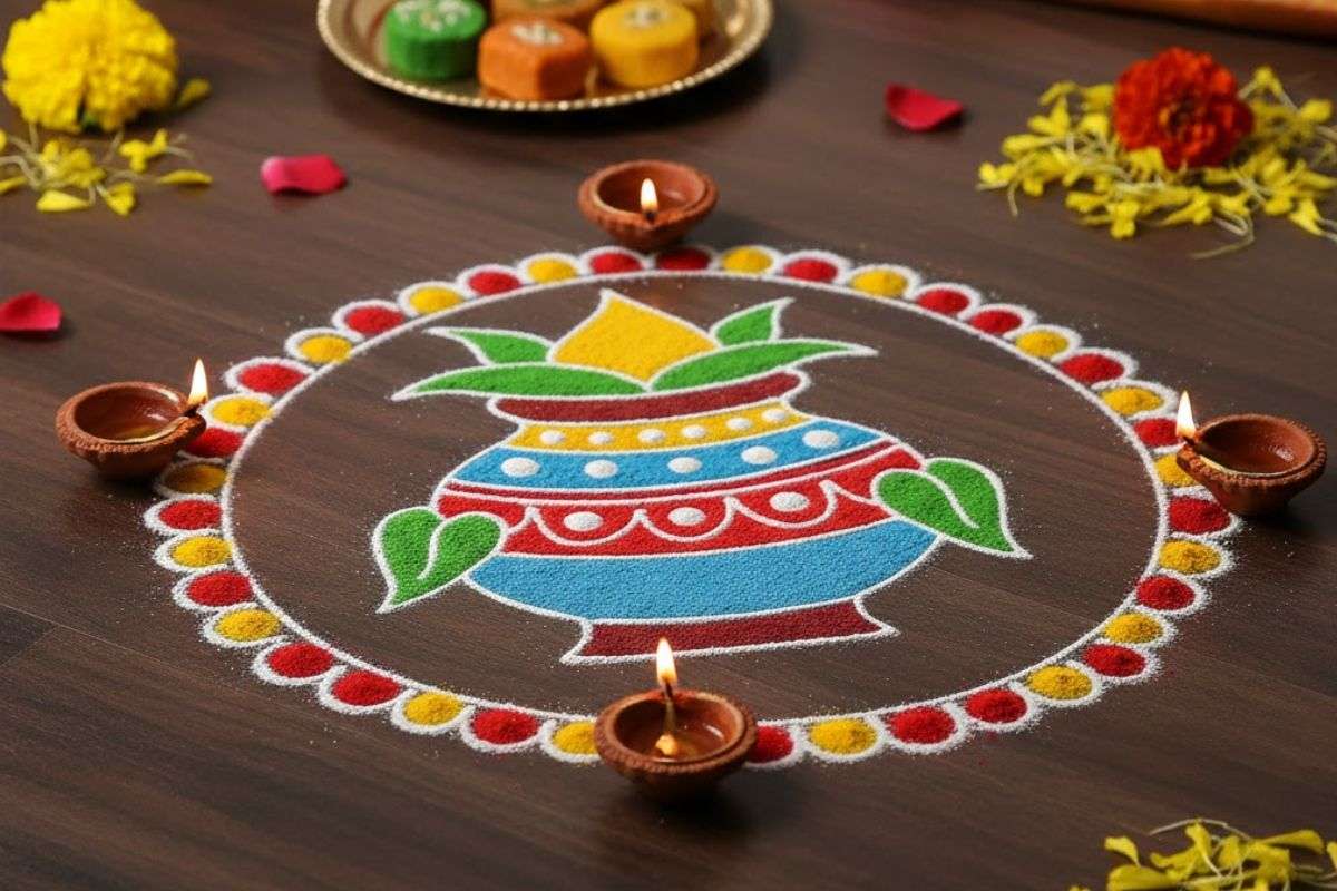 Simple Kalash Rangoli Designs