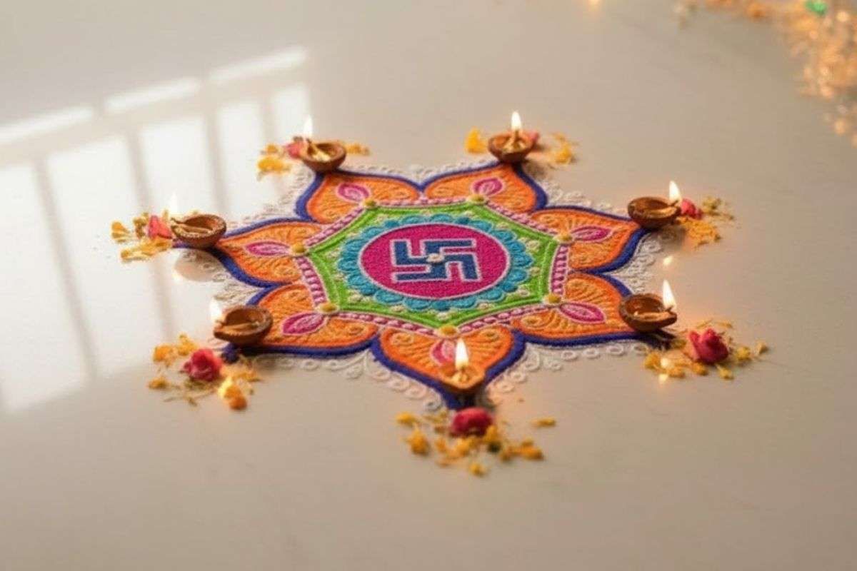 Simple Swastik Rangoli