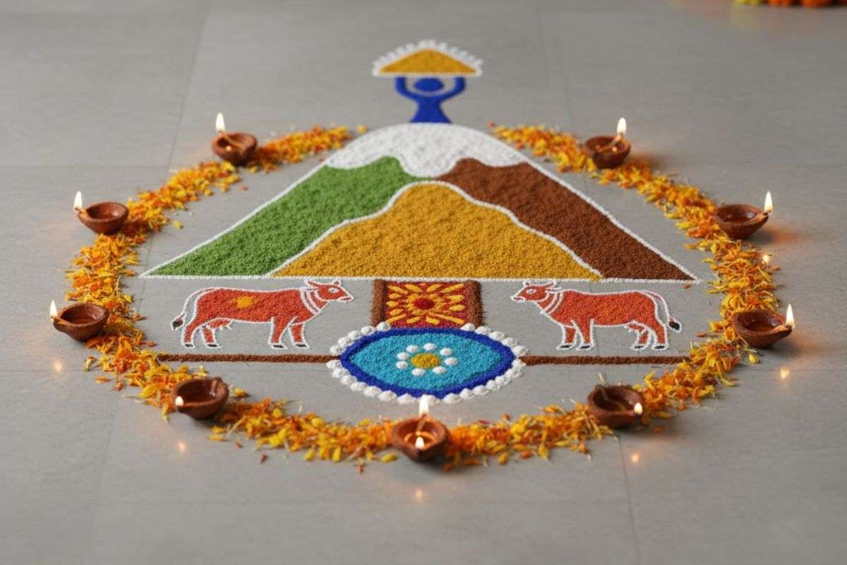 Govardhan Puja Rangoli Design: इस गोवर्धन पूजा ट्राई करें Ai से बने यूनिक रंगोली डिजाइन्स, डेकोरेशन में लग जाएंगे चार चांद 8 Simple Rangoli Designs 1