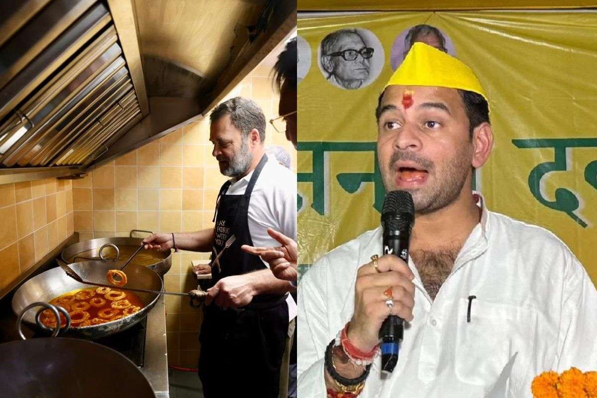 Bihar Election 2025 Rahul Gandhi making jalebi Tej Pratap said he is copying me