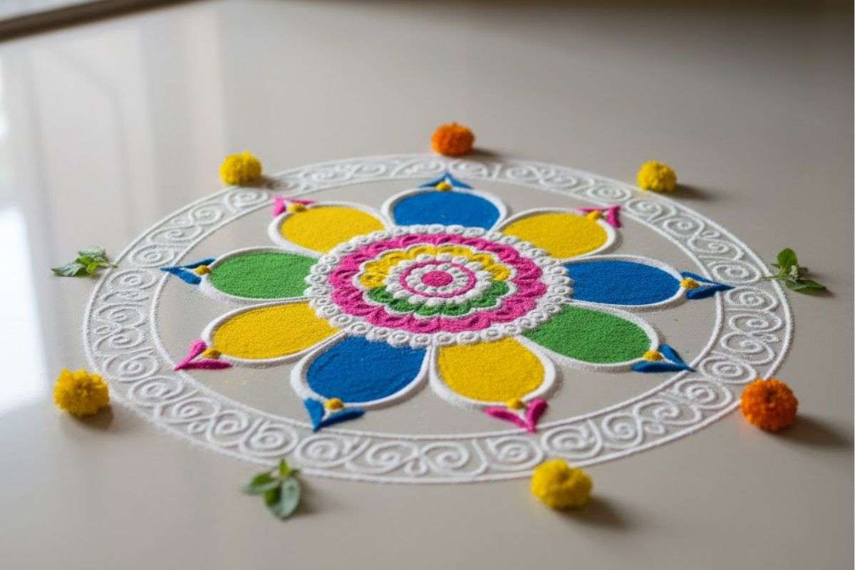 Tulsi Vivah Rangoli Designs: घर में आएगा सुख-समृद्धि का सवेरा, तुलसी विवाह के शुभ अवसर पर बनाएं ये खूबसूरत रंगोली डिजाइन 2 Tulsi Vivah Rangoli Design