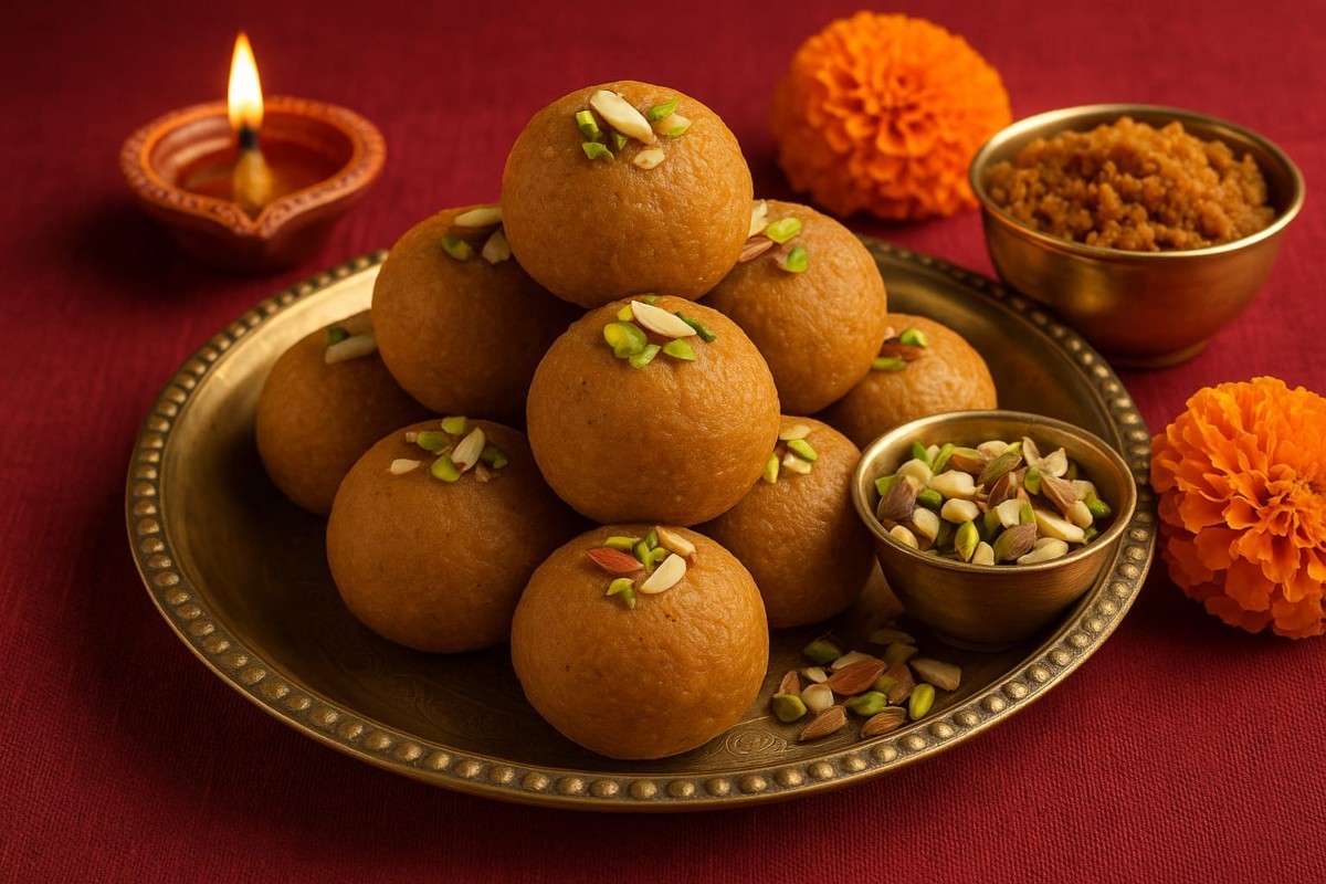 besan gud laddu recipe