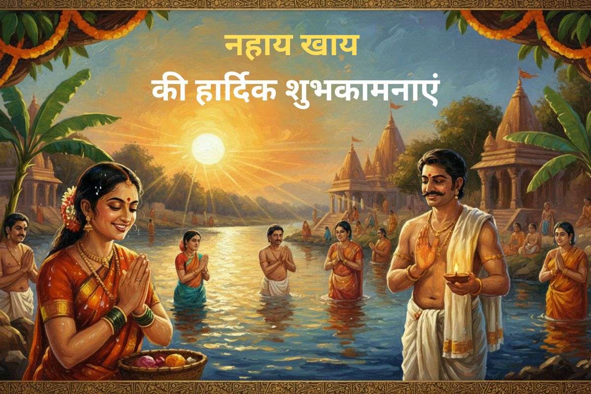 Happy Chhath Puja Nahaye Khay 2025 Wishes, Images Status: सूर्य देव की आराधना, छठ मईया का आशीर्वाद, इन खास संदेशों के साथ अपनों को भेजिए नहाय-खाय की शुभकामनाएं 4 Chhat Nahaye Khaye