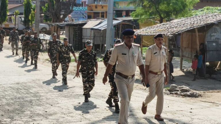 निर्मली में निकाला गया फ्लैग मार्च