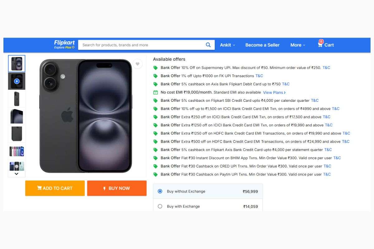 iPhone 16 Bank Offers on Flipkart Big Billion Days sale