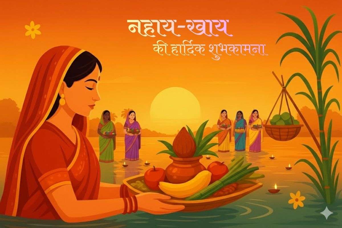 Happy Chhath Puja Nahaye Khay 2025 Wishes, Images Status: सूर्य देव की आराधना, छठ मईया का आशीर्वाद, इन खास संदेशों के साथ अपनों को भेजिए नहाय-खाय की शुभकामनाएं 1 Nahaye Khay