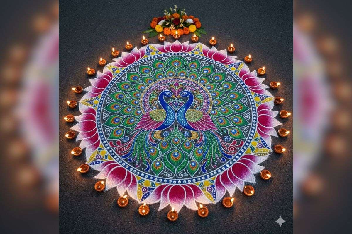 peacock rangoli