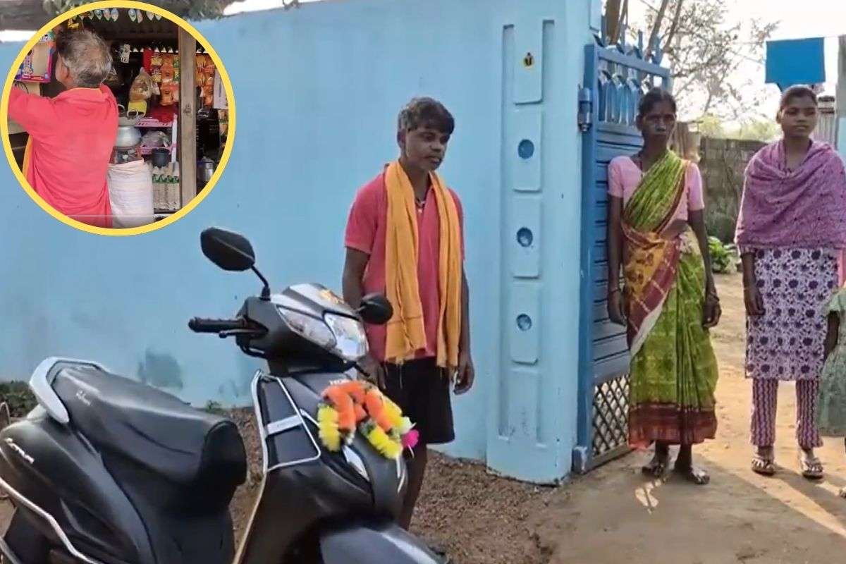 small shopkeeper buys scooter