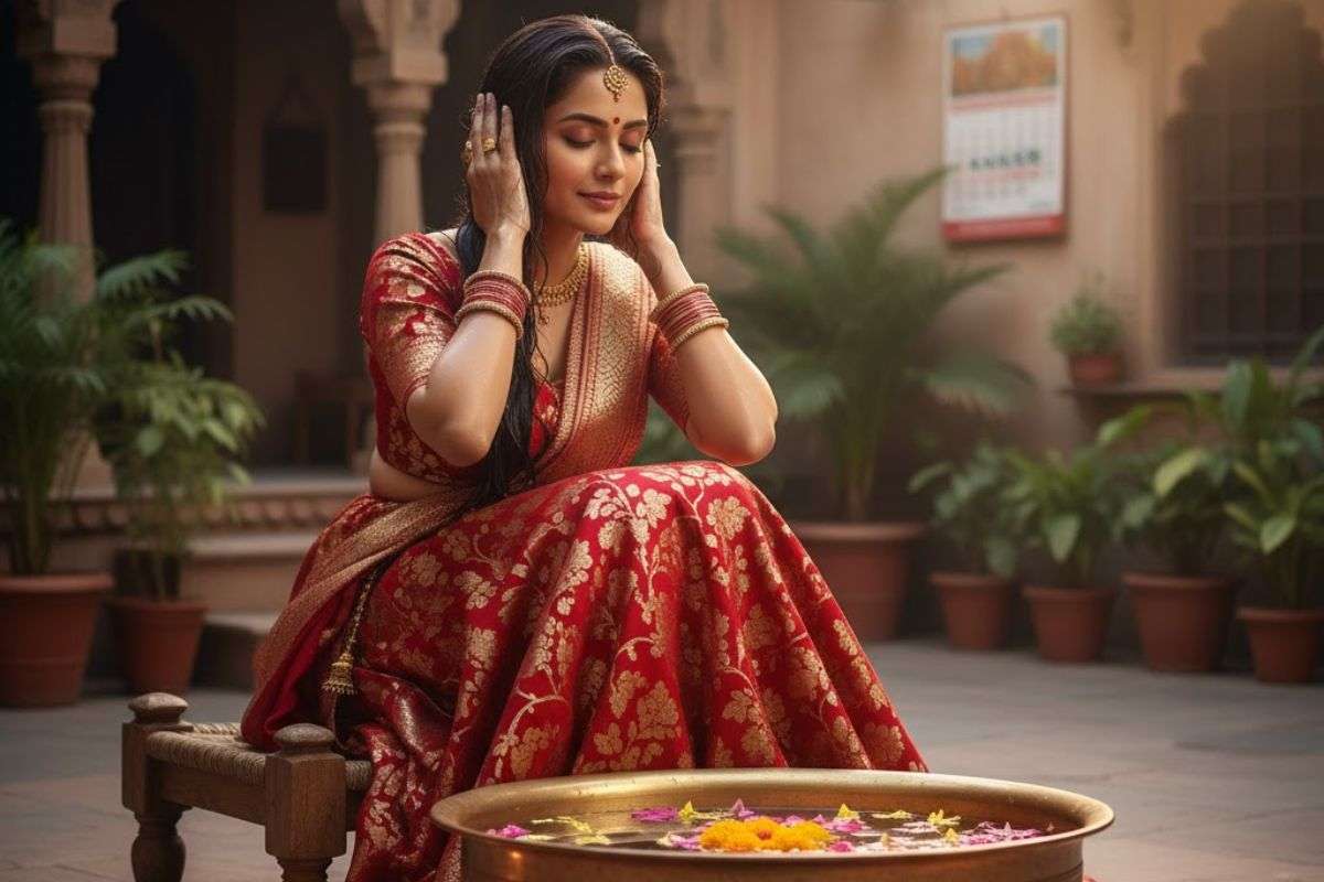 washing hair on Karwa Chauth