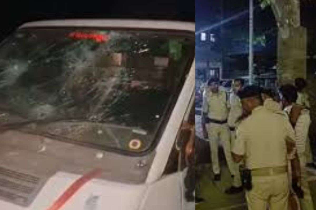 Attack on Police team four injured vehicles damaged