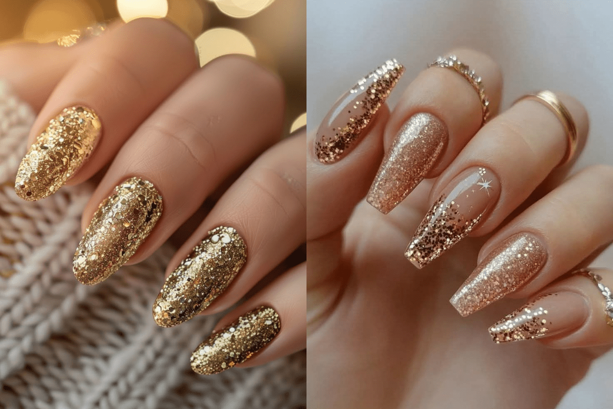 Bridal Glitter Nail Designs