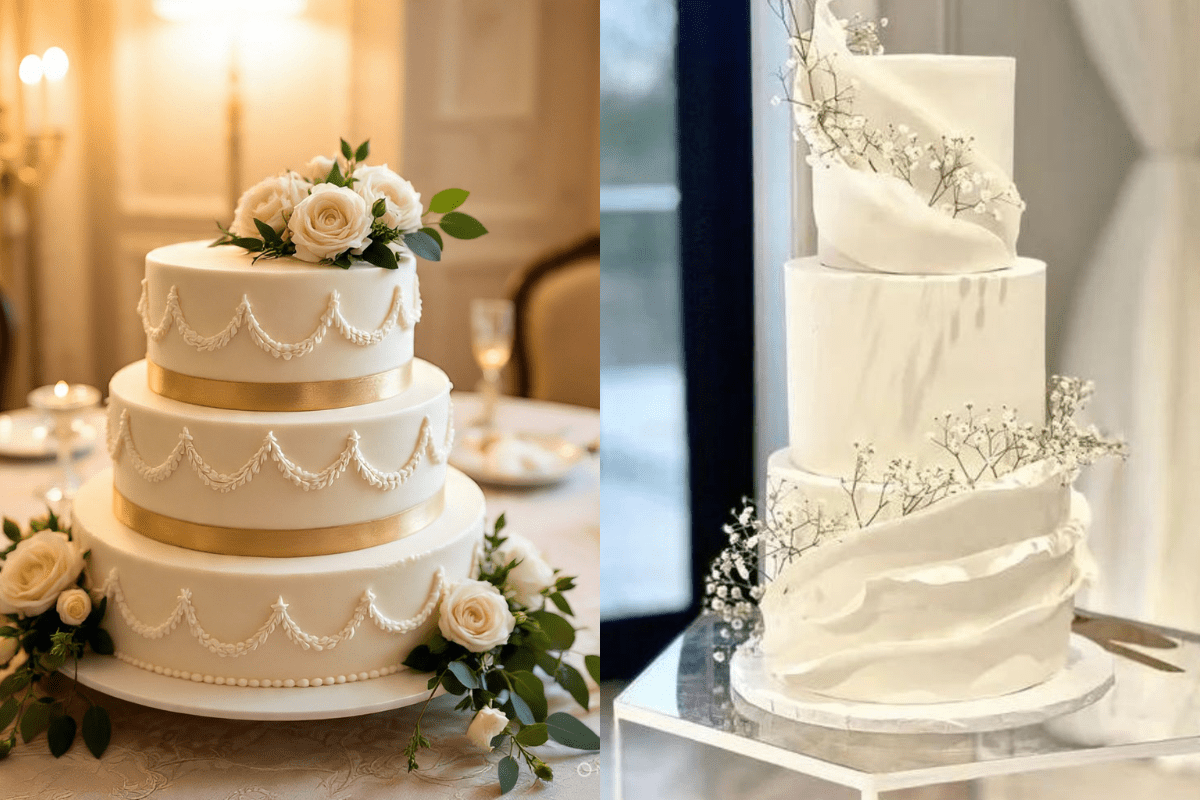 Classic White Engagement Cake 