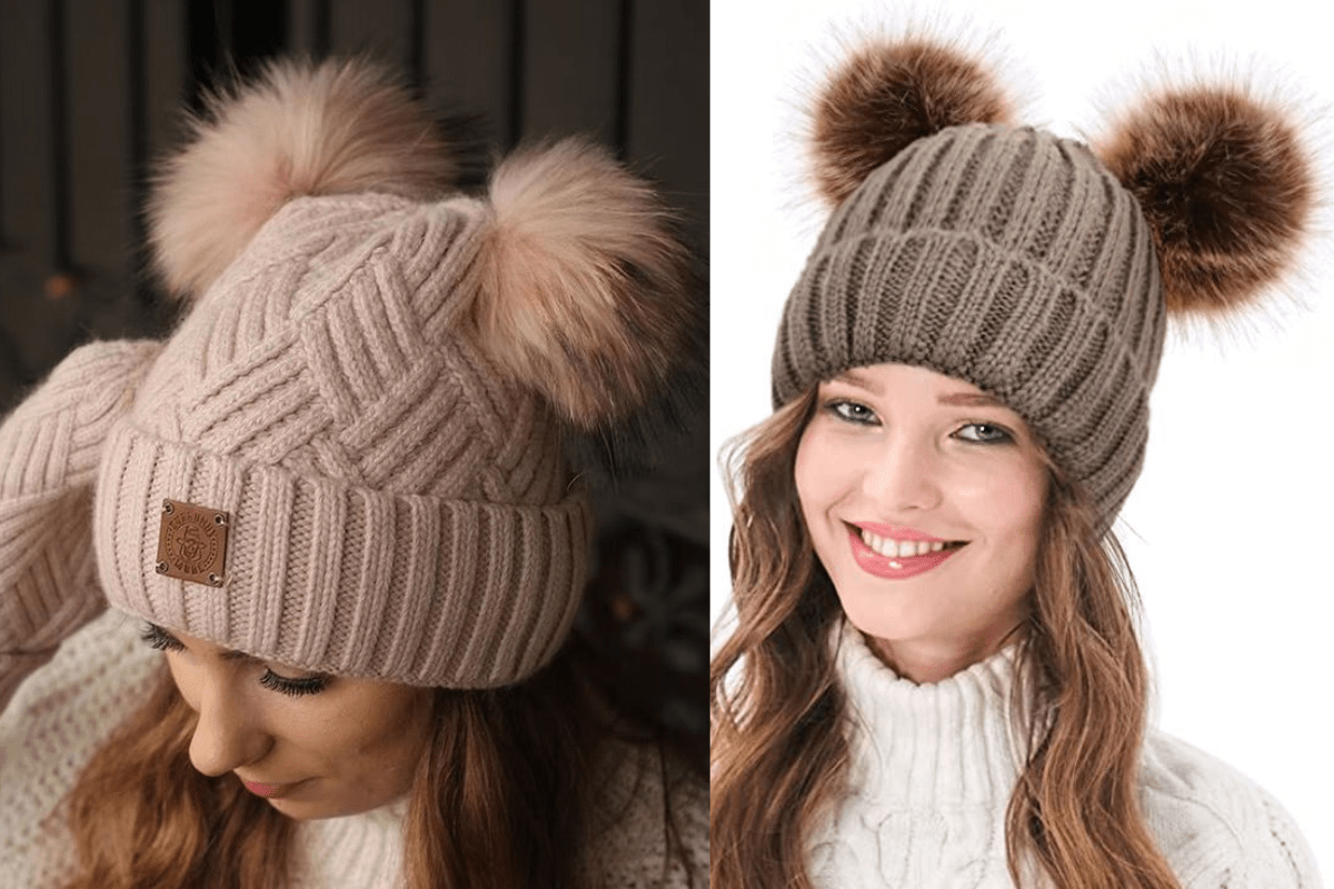 Cute Pom Pom Winter Cap for Girls