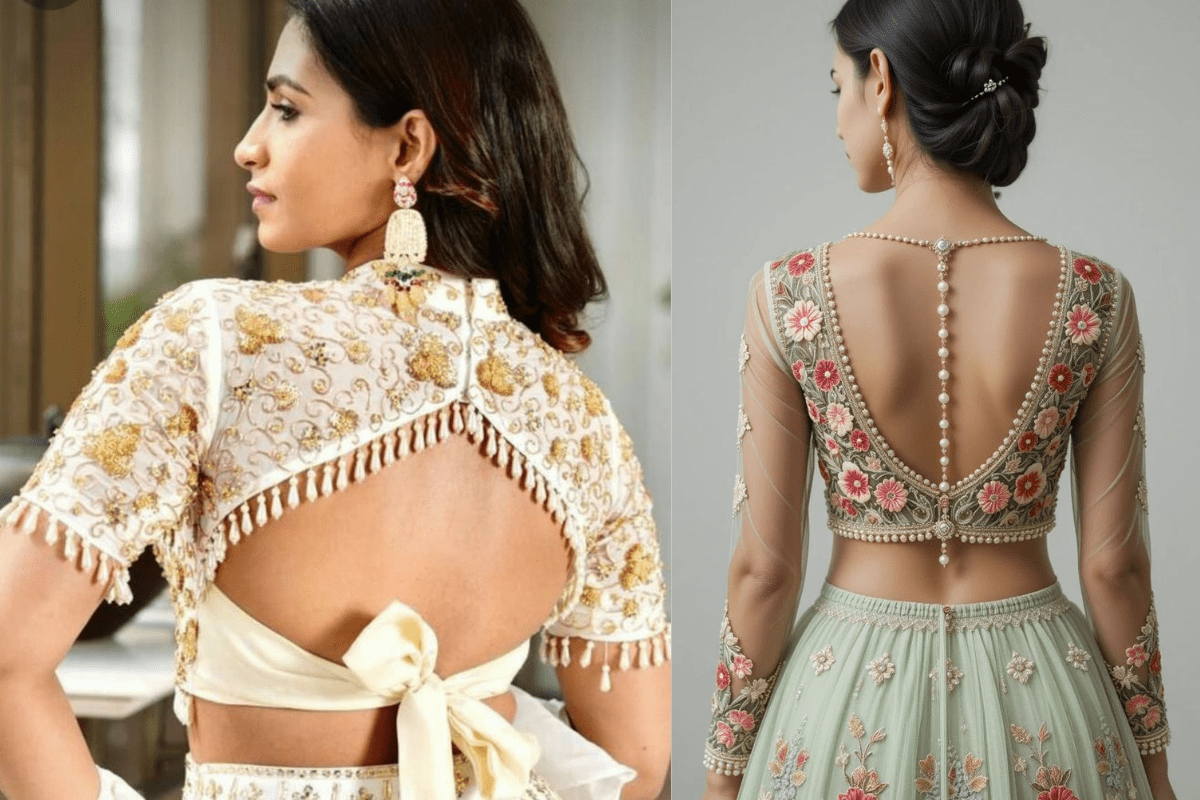 Backless Blouse Designs: इस वेडिंग सीजन पाएं बोल्ड और ग्लैमरस लुक इन स्टाइलिश बैकलैस ब्लाउज डिजाइन्स के साथ 5 Designer Embroidered Back Blouse