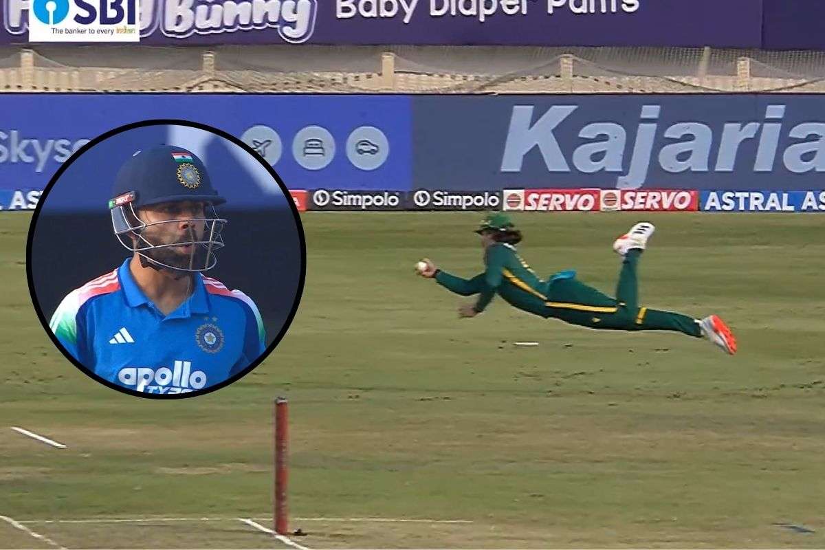 Dewald Brevis takes a flying catch to dismiss Ruturaj Gaikwad