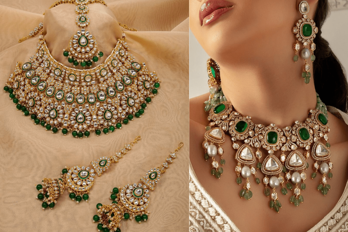 Green Jewellery Designs For Bride: सगाई से लेकर शादी तक, दुल्हन के लुक को रॉयल टच देंगे ये ट्रेंडी ग्रीन ज्वेलरी डिजाइंस 6 Elegant Green Stone Wedding Jewellery