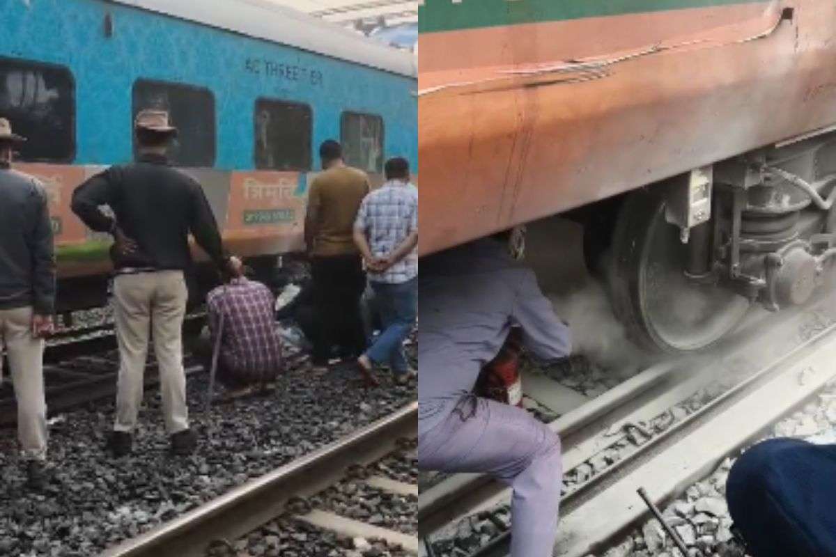 Fire breaks out at the wheel of a train in Bihar