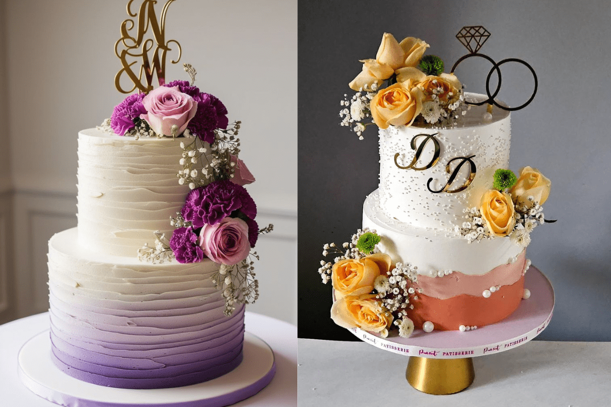 Floral Engagement Cake