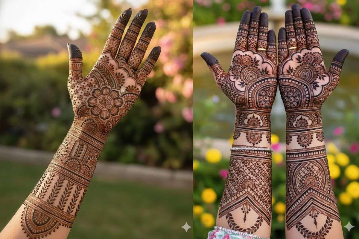 Mehndi Design: सगाई हो या शादी, दुल्हन की सहेलियां ट्राई करें ये Ai ट्रेंडी मेहंदी डिजाइन्स, खूबसूरती में आएगा डबल ग्लो 6 Full Hand Mehndi Design 3