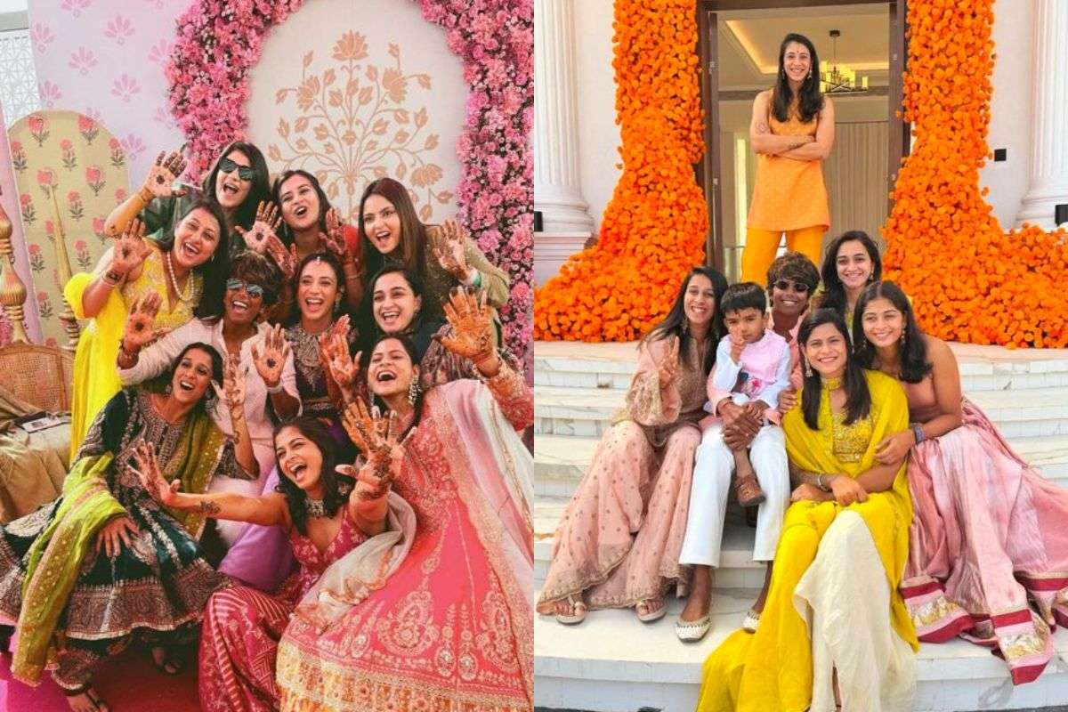 Indian Cricket Team At Smriti Haldi Ceremony