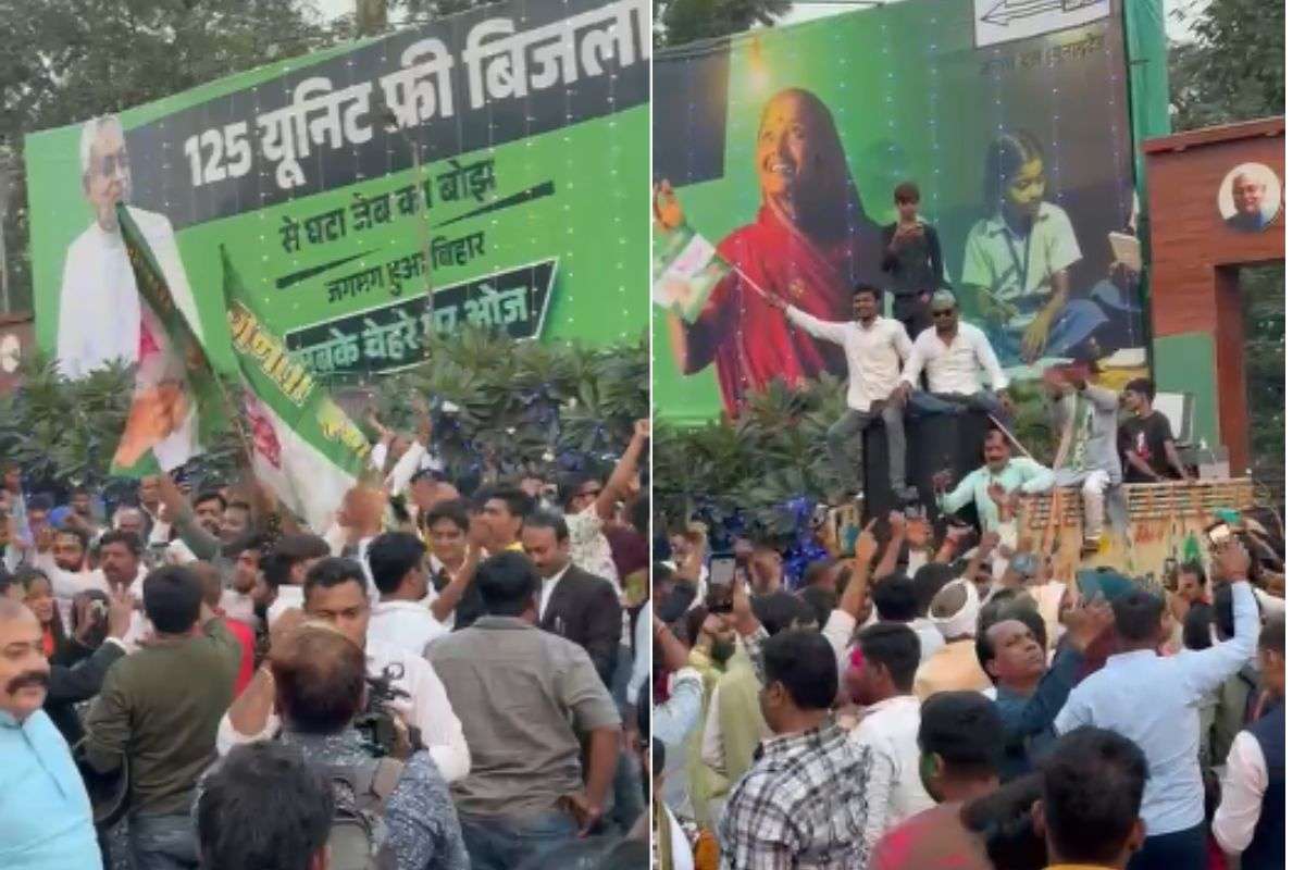 JDU supporters celebrated the victory