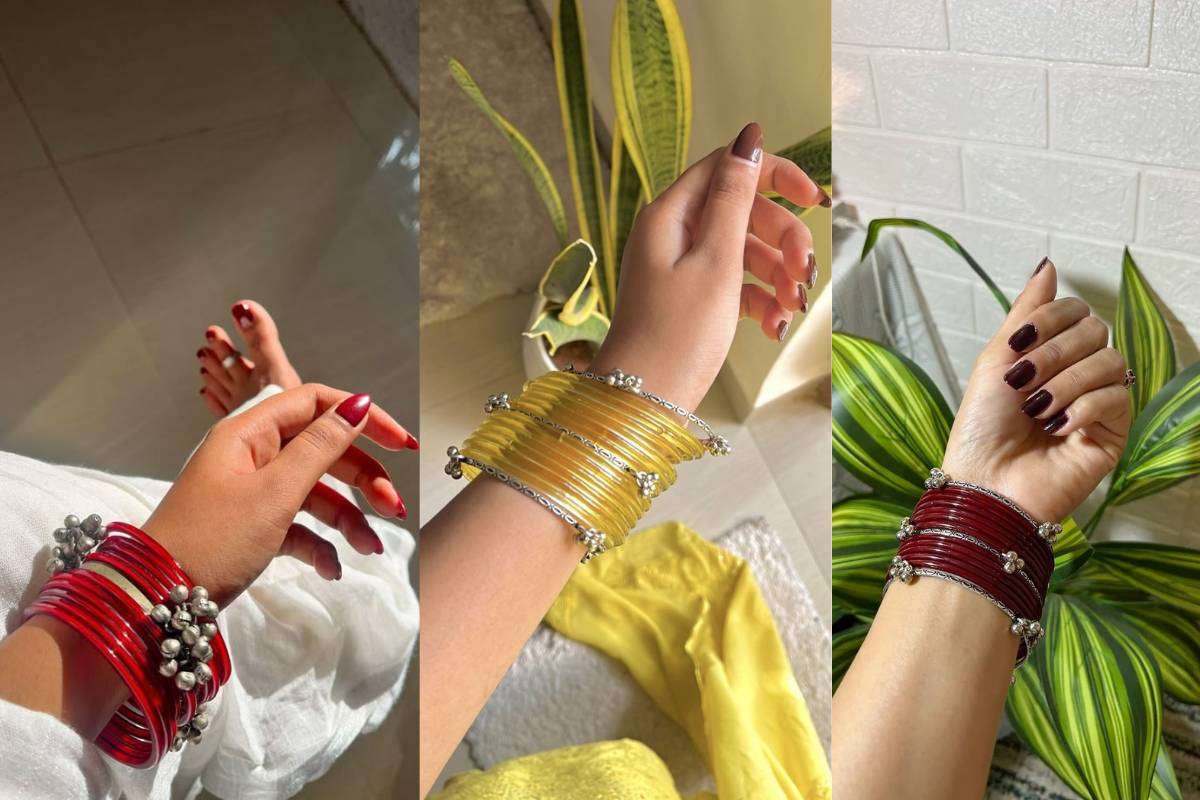 Glass Bangles Paired with Trendy Kangan